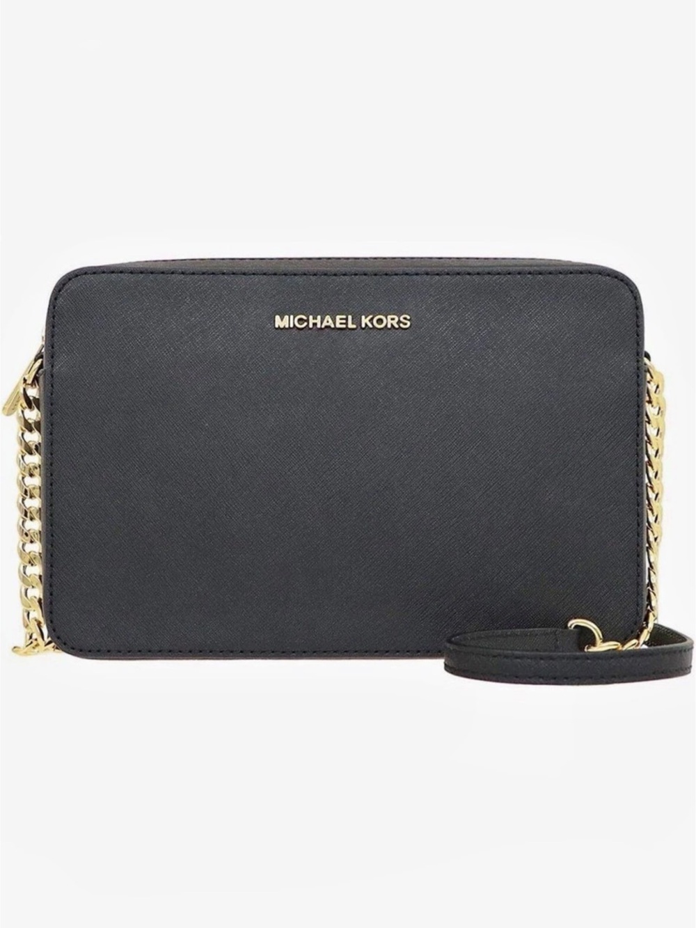 Michael Kors Jet Set Saffiano Leather Crossbody Bag Crossbody Bag Black